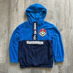 Super Mario blue windbreaker jacket - zipper pouch on the front